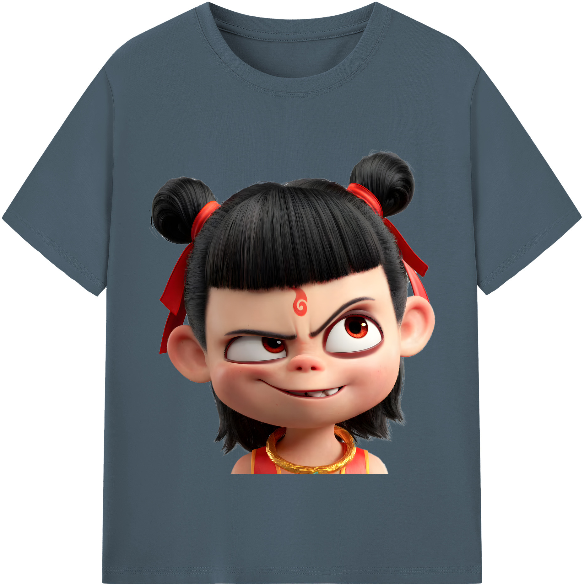 （画像用） Ne Zha 2 ナタ 魔童の大暴れ 綿100％半袖Tシャツ（フロントプリント）